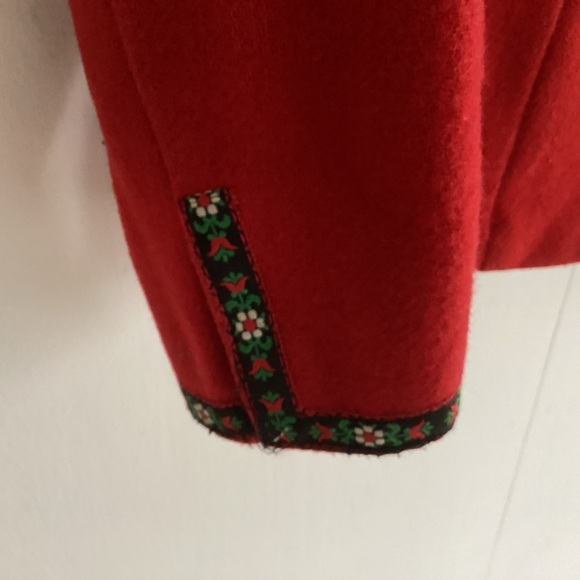 Lang Originals Red wool embroidered trim silver stamped buttons lined blazer S - Picture 4 of 9